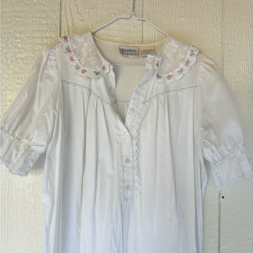 Pale Blue Nightgown with Floral Embroidery Medium